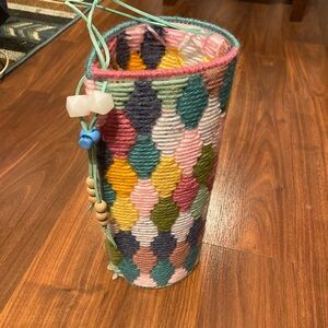Colorful Woven Cylinder Bag with Drawstring